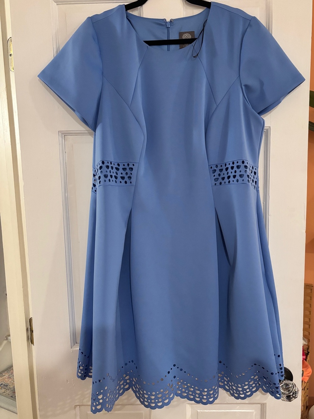 Vince Camuto Light Blue Laser-Cut A-Line Dress